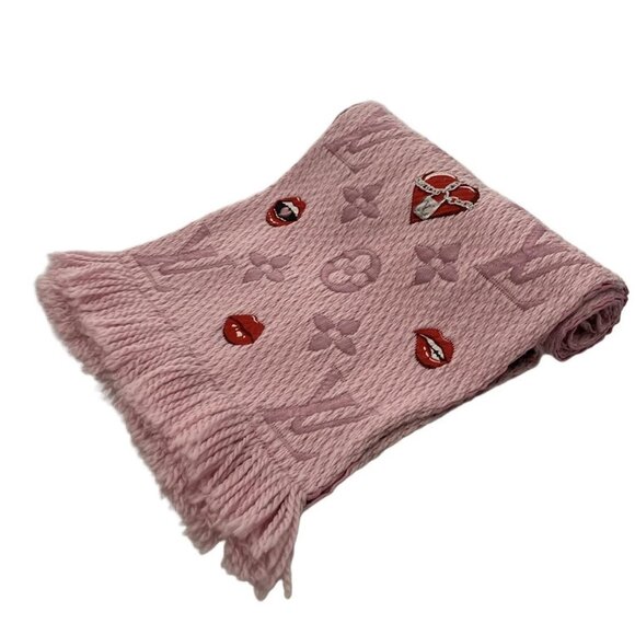Auth LOUIS VUITTON Echalp Logomania M76178 Pink Red Multi - GM0199 Scarf Wool - Picture 1 of 5